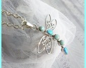 Fire Opal - Larimar - Pure Sterling - Necklace  DC 8418