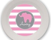 Personalized Melamine Elephant Bowl