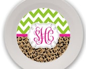 Personalized Melamine Chevron Chic Bowl