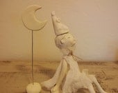 Pierrot and Moon OOAK romantic jointed doll set