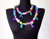felt necklace fiber artistic necklace, statement necklace, summer necklace, eco friendly, strand necklace
