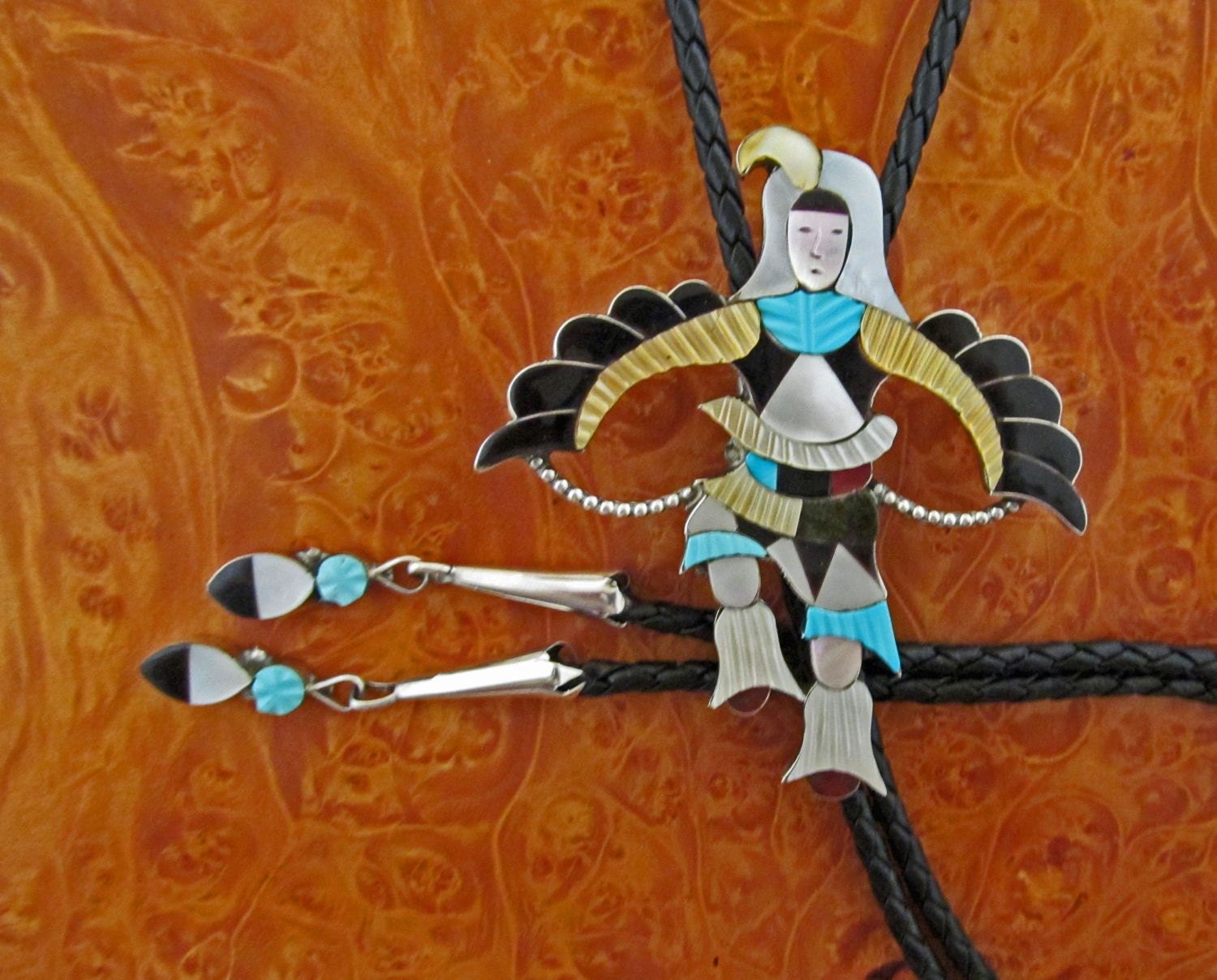 J Beyuka Bolo Tie Zuni Inlaid