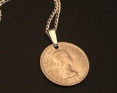 Lucky sixpence coin necklace. Genuine British coin on a sterling silver chain