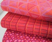 MEMORIAL WEEKEND SALE Red Fabric Bundle from Brandon Mably 100% Cotton Fabric - Three 1/3 Yd cuts