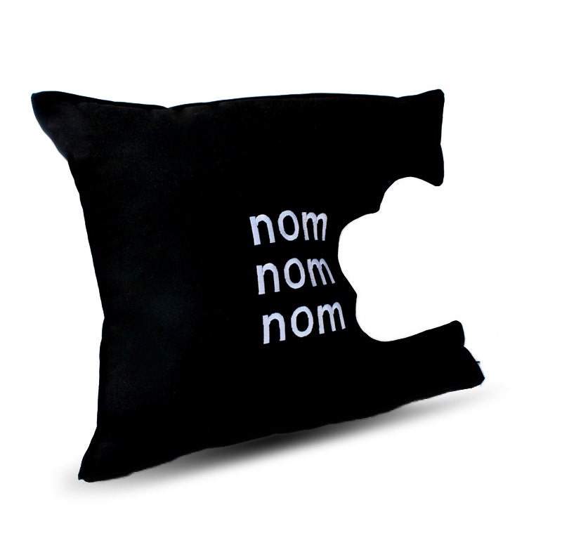nom nom nom Pillow Geeky Unique Funny Cushion