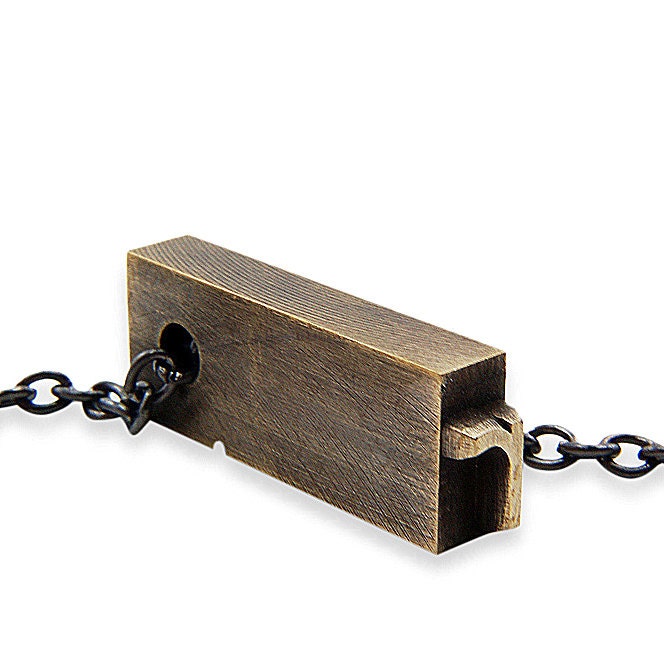 Letter R  Letterpress Necklace - Brass Initial Personalized - Other Letters Available