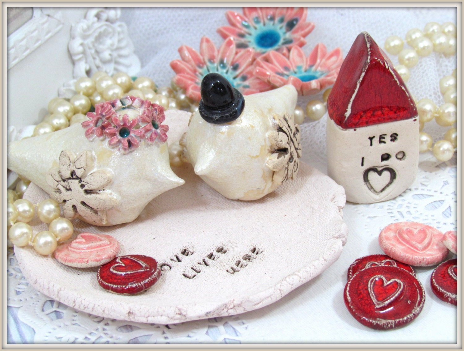 Wedding cake topper - Custom love birds
