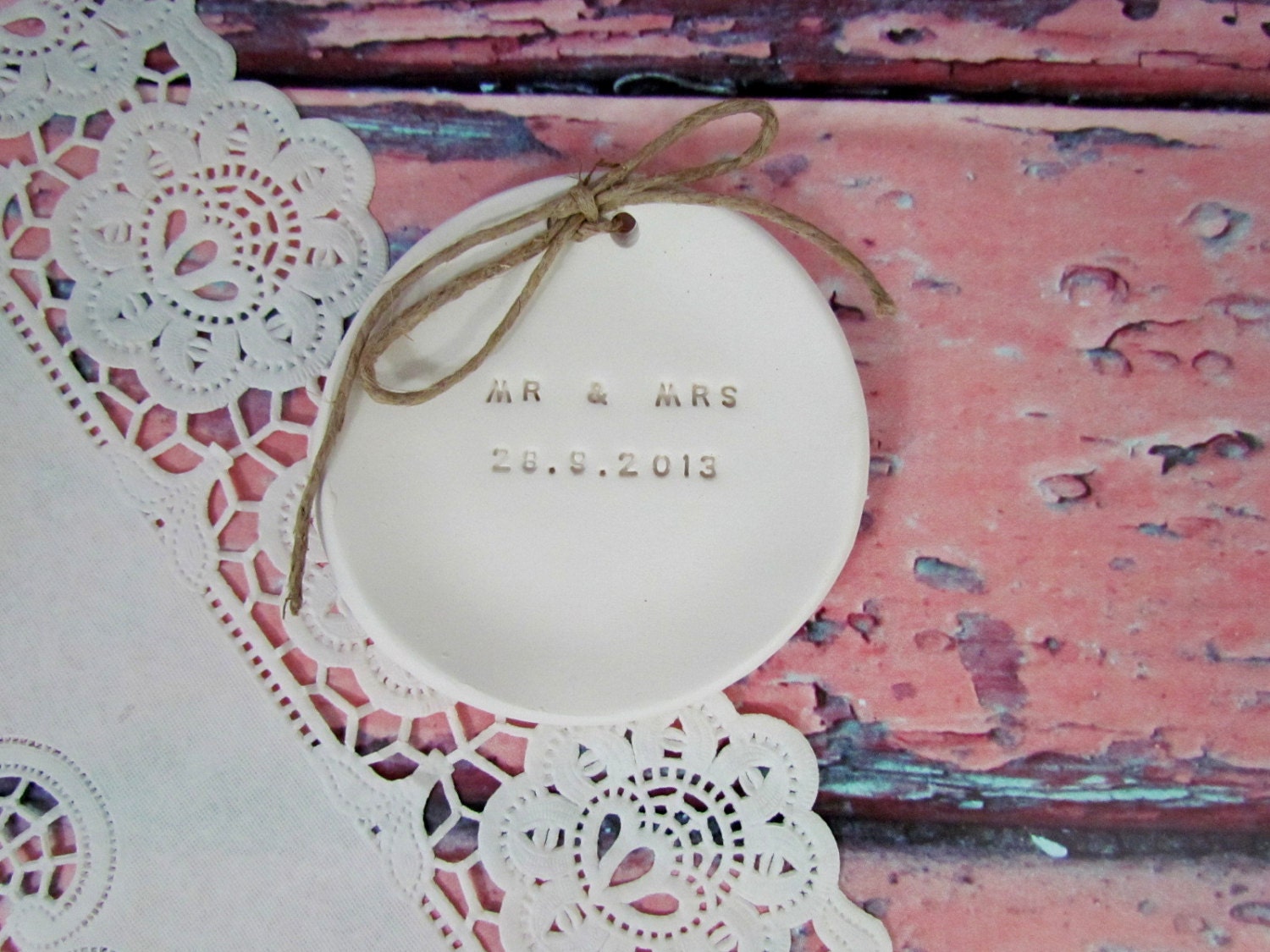 Mr & Mrs Personalized wedding ring bearer Ring dish Alternative wedding Ring pillow