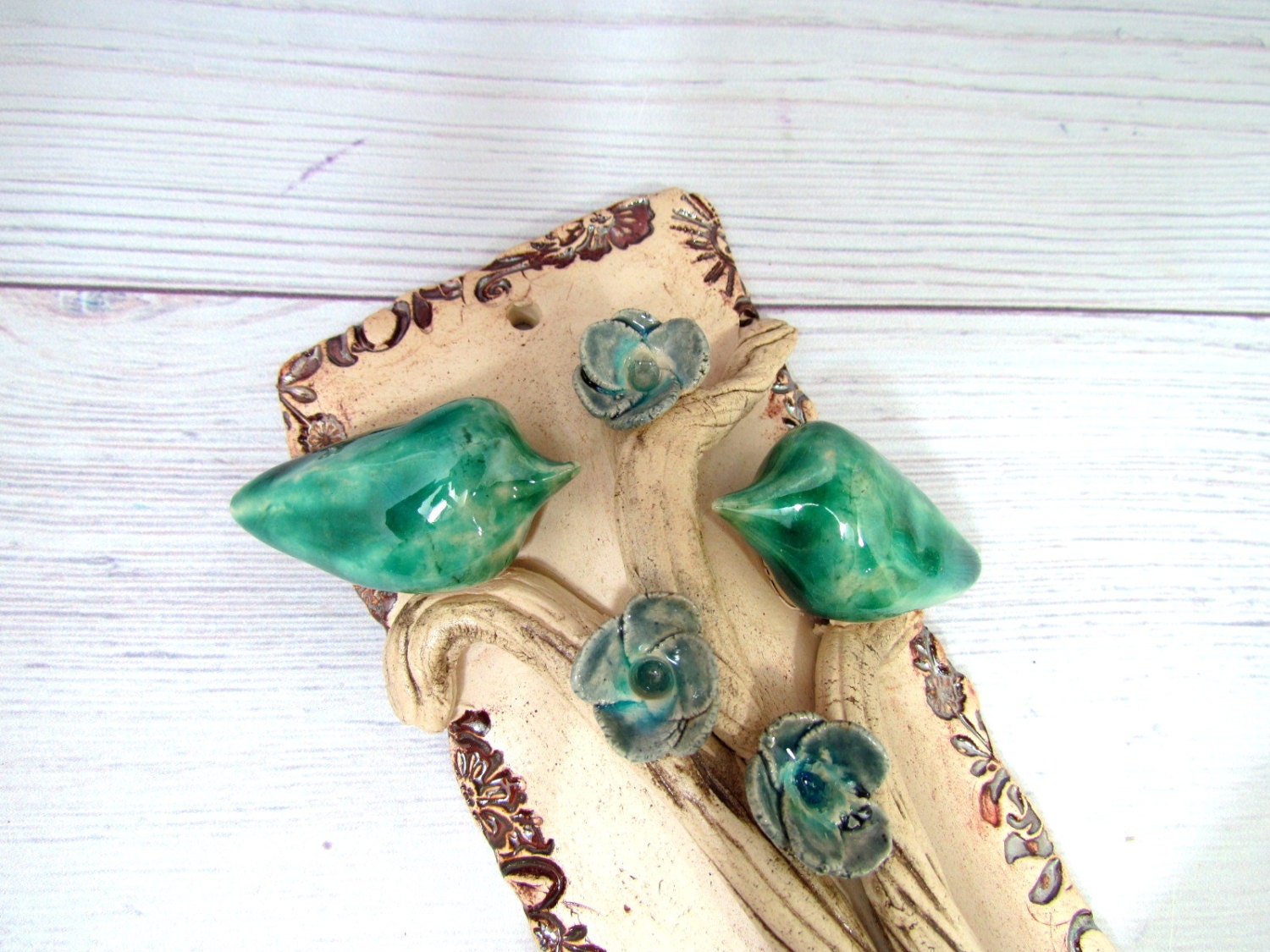 Mezuzah case with your wedding glass Birds Mezuzah for home blessing