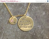 ON SALE Graduation Necklace- "She thought she could so she did" with initial charm and birthstone. Personalized Jewelry.