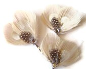 IVORY Peacock Bobby Pins Set of 3 Perfect for Bride or Bridal Party