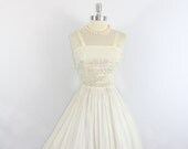 1950's Vintage Wedding Dress - Sequin and Chiffon Full Skirt Short Wedding Dress