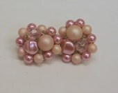 Vintage pink Cluster Clip On Earrings