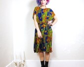 20% OFF VACATION SALE 80s Colorful Print Kaftan Summer Dress (S/M/L)