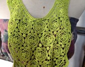 lime handmade crochet bib necklace 