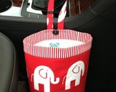 Car Bag ELEPHANT Lipstick Red with White, Women, Car Litter Bag, Car Accessories, Car Trash Bag, Car Organizer, Delta Sigma Theta