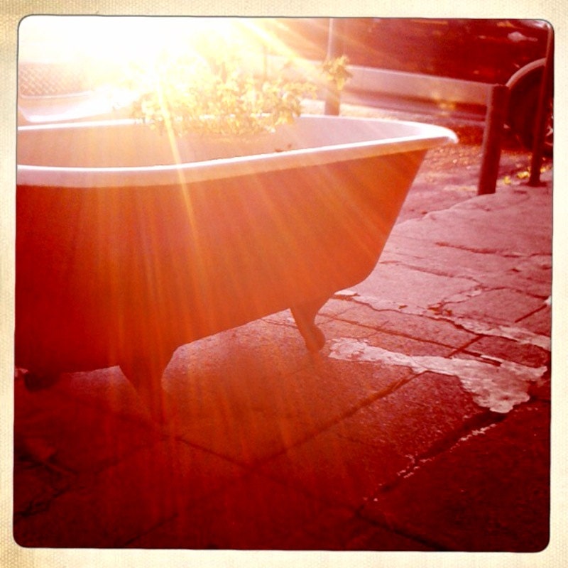 Clawfoot Bathtub Fine Art Photograph - natural light, flowers, antique, peace, vintage, shabby chic, relaxation, boho, dreamy, romantic