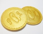 Monogrammed Cupcake Toppers - Edible Cupcake Decoration, Small Wedding Cake Plaque or Brooch