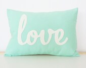 Light Teal Love Pillow