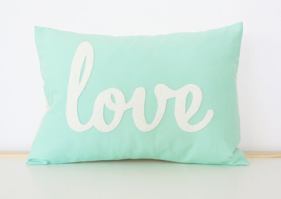 Light Teal Love Pillow