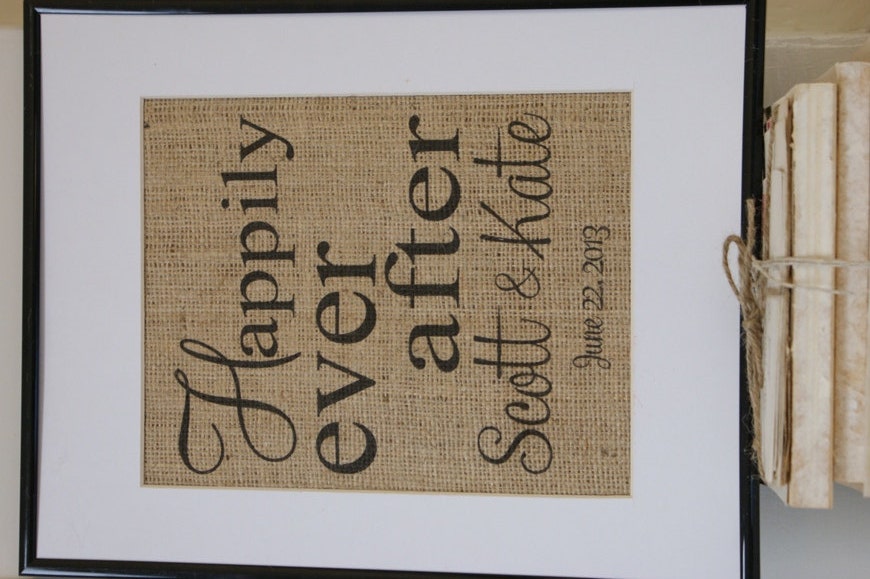 Personalized Wedding and Engagement Burlap Artwork