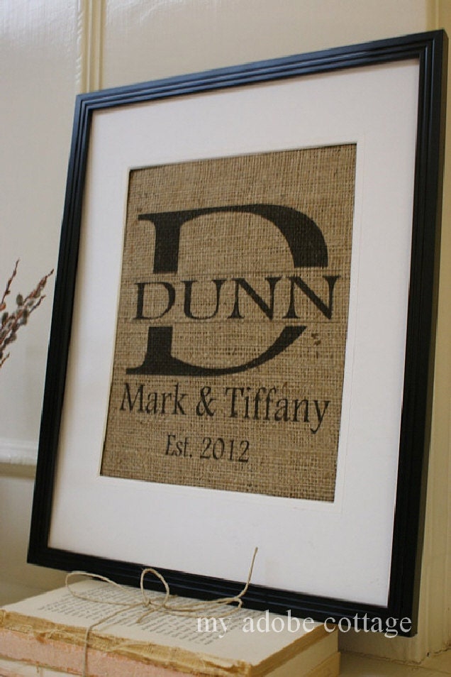 Personalized Wedding or Engagement Burlap Artwork