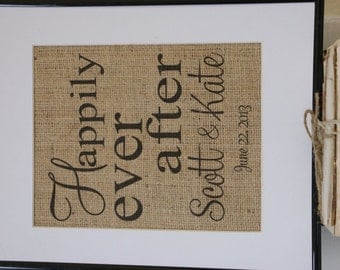 Personalized Wedding and Engagement Burlap Artwork