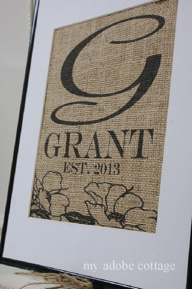 Original Personalized Family Burlap Artwork
