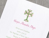 Made-to-order Communion Confirmation Baptism Christening Invitation - Duo Cross Pink