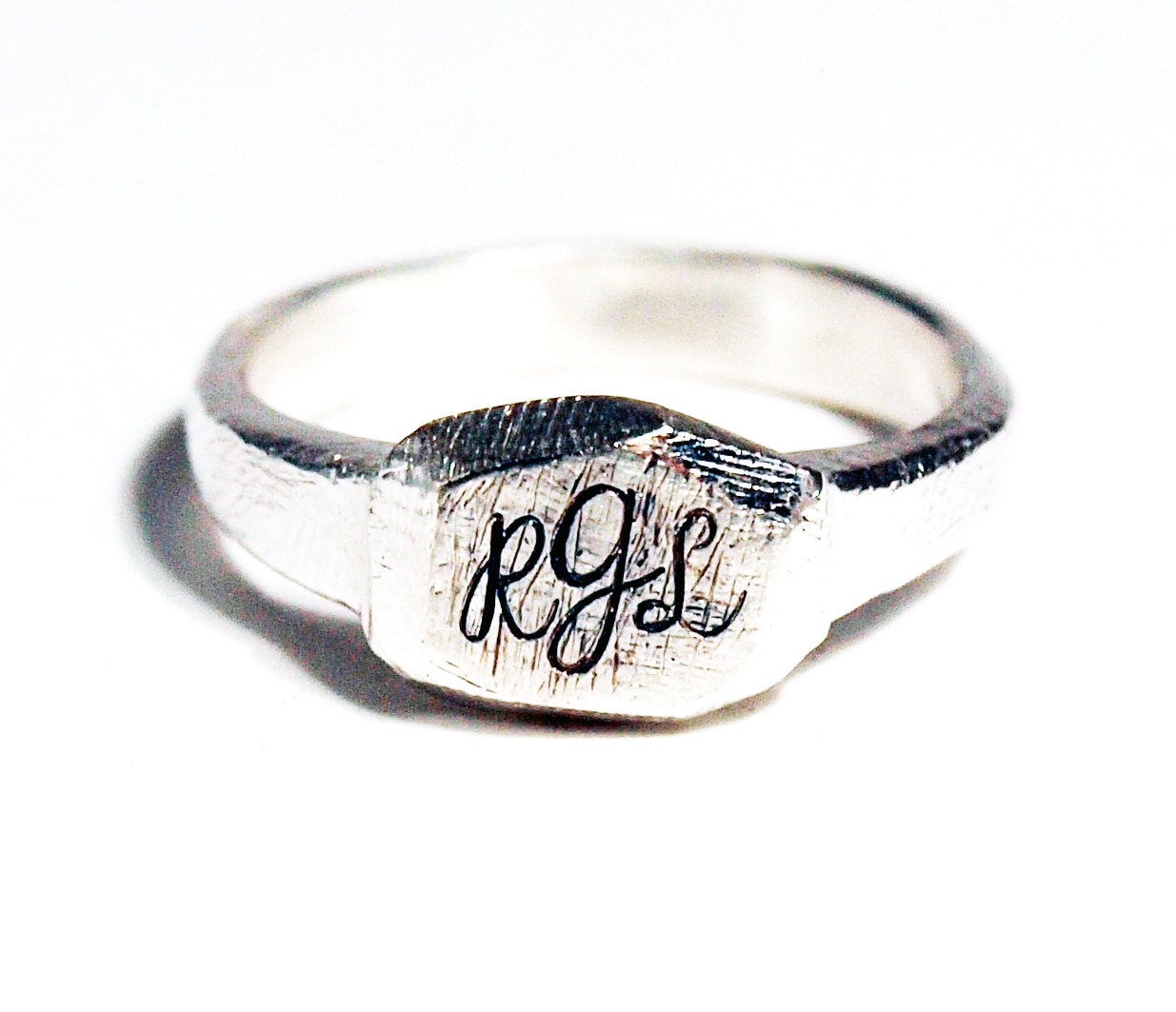 Small Classic Sterling Silver Signet Ring with Engraving