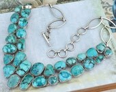 VINTAGE FIND sterling silver artisan made necklace with turquoise stones native jewelry