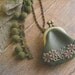 mini purse necklace - moss green and flowers
