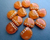 Czech Glass Beads - Orange Opal and Gold