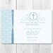 First Communion or Baptism Invite Keepsake or Thank You Card Design in Light Blue