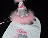 Chevron Baby Elephant Birthday Hat and Bib Set