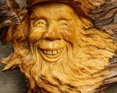 Wood Spirit Carving Anniversary Gift, Ooak Fathers Day Gift for Dad, Rustic Log Cabin Decor by Gary Burns the Treewiz, Handmade in Oregon