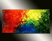 Multicolored Painting ,Original Abstract painting Contemporary modern Art  by Henry Parsinia Large 48x24