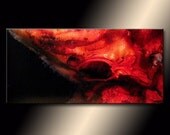Abstract Painting, Original Abstract painting, Contemporary Modern Fine Art, Red ,Black Canvas Art, by Henry Parsinia Large 48x24
