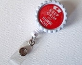 Keep Calm and Nurse On Red  - ID Badge Holder - ID Badge Reel - Nurse Badge Holder - Nursing Badge Clip - Name Badge Holder - Nurse Gift