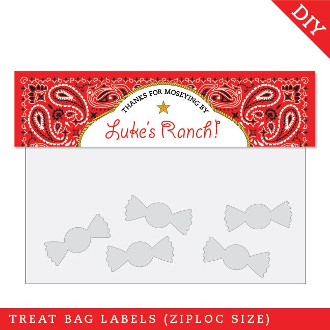 Country Western party - Personalized DIY printable treat bag label