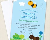 Insect party - Set of 15 custom invitations - Printable file also available