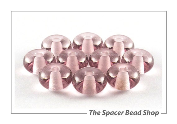 Handmade Glass Lampwork Beads Spacer Pale Purple Amethyst 8mm Small Rondelle Donut SRA - The Spacer Bead Shop