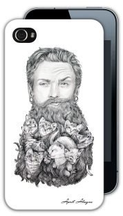 Kitten Beard- iPhone cases- iPhone 4, iPhone 4s - iPhone 5- black and white- tentacles