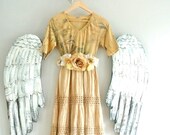 Romantic country dress, Gypsy cowgirl maxi dress, vintage shabby tea stain, rustic farm girl summer dress, dresses, true rebel clothing LG