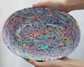 Purple Pink Pizzazz Large Oval Coiled Basket / Bowl by PrairieThreads