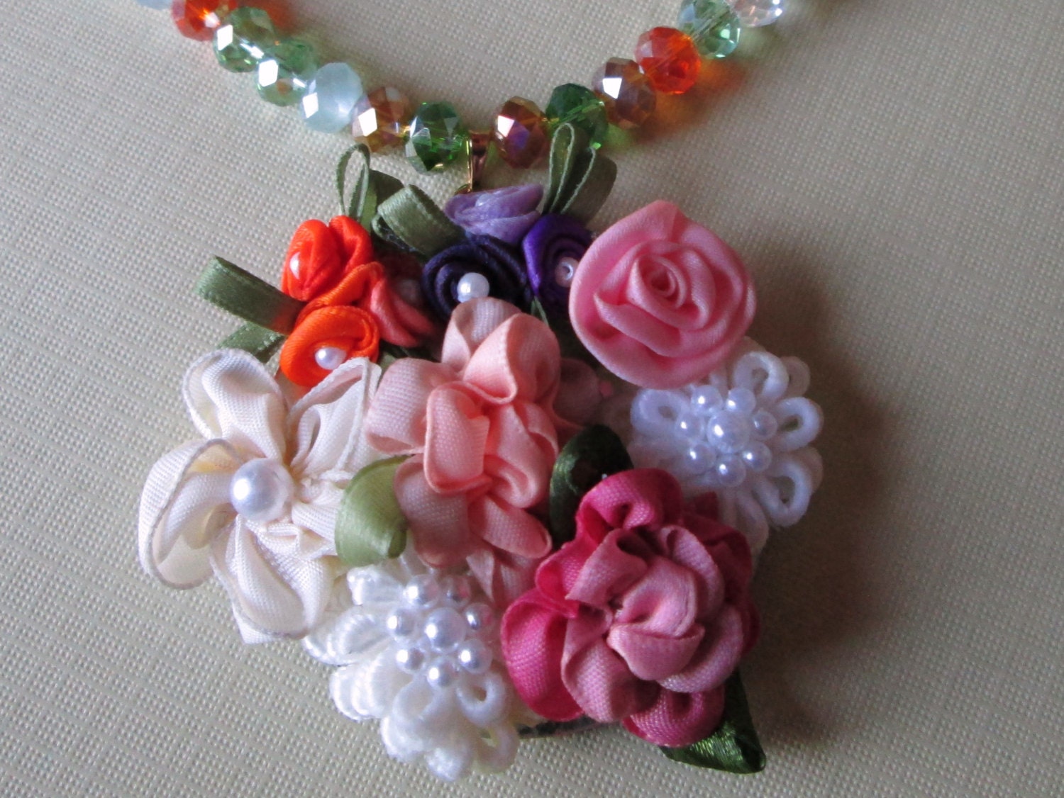 Bouquet of Flowers Diva Necklace - Unique - Czech Glass Beads - Feminine