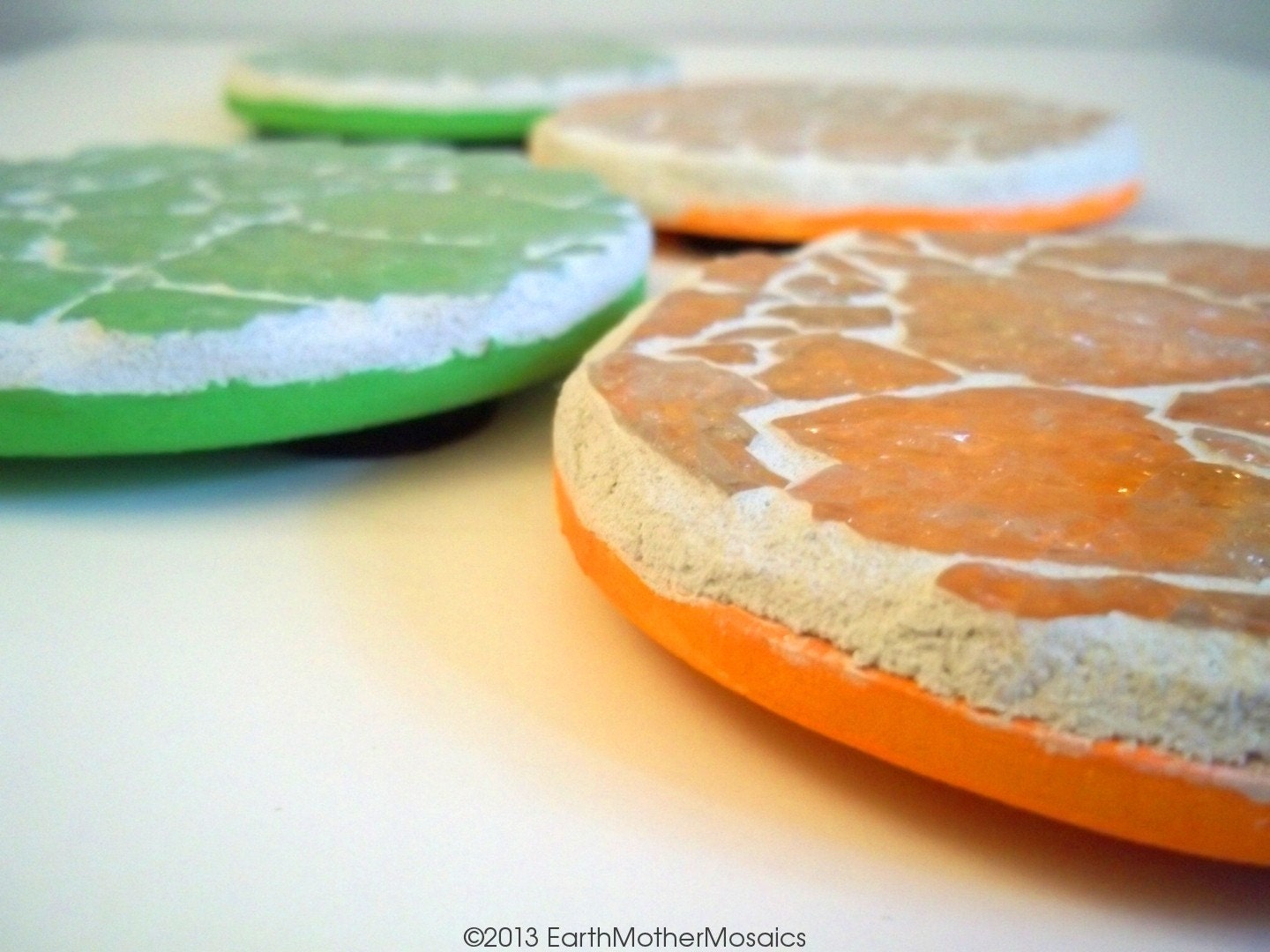 Mosaic Coasters: Tangerine and Lime, Set of 4