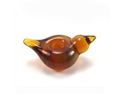 Glass bird bead, Troll European charm, yellow big hole lampwork bead - Golden bird Trollbead