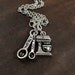 Bakers Kitchen Mixer and Measuring Spoons Necklace, Silver Baking Charms on a Silver Cable Chain