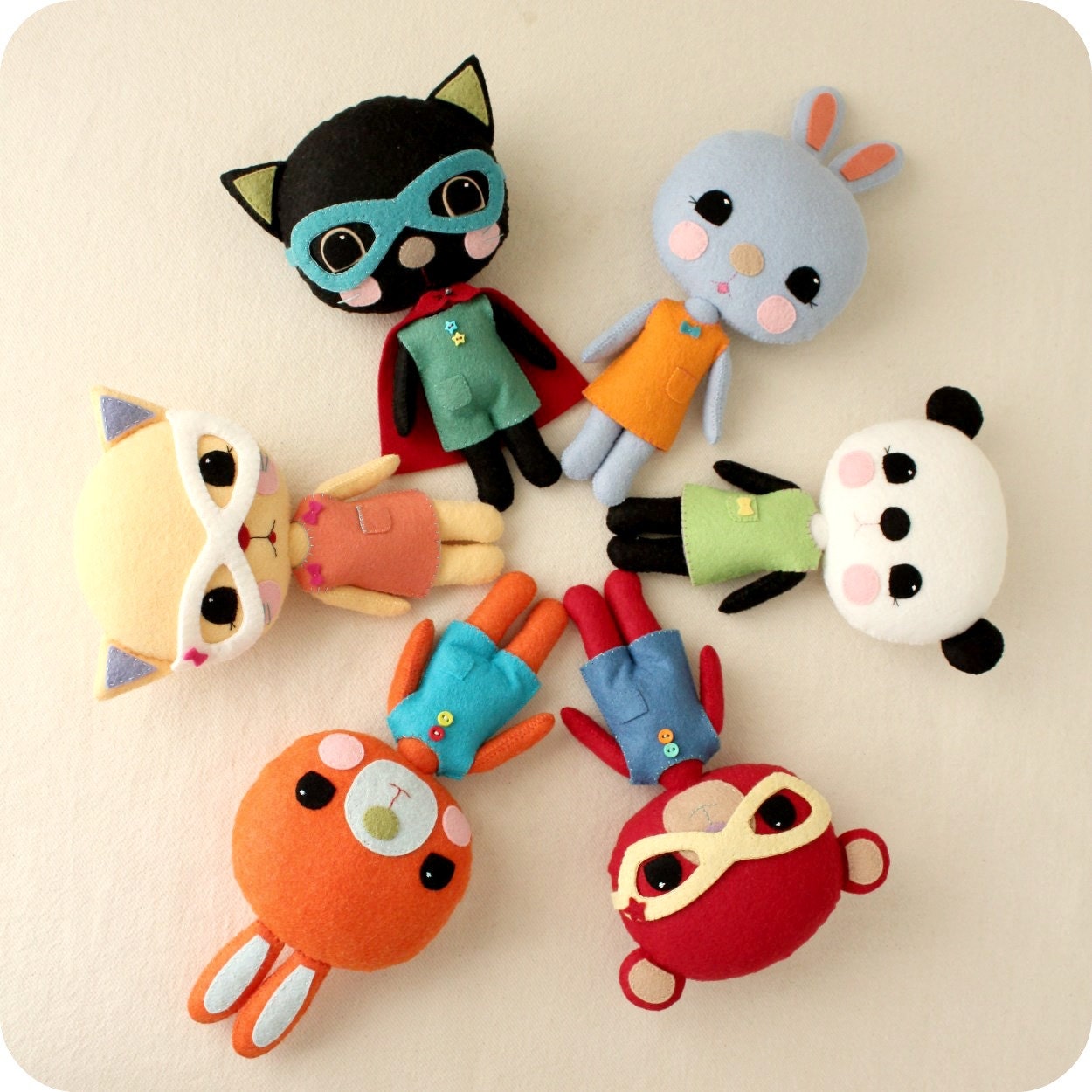 Plush Toy Pdf Pattern - Bunny, Kitty and Bear